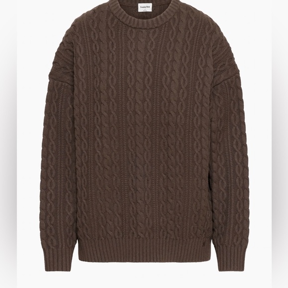 NWT Aritizia Peggy sweater twist cable mocha brown - Picture 3 of 6